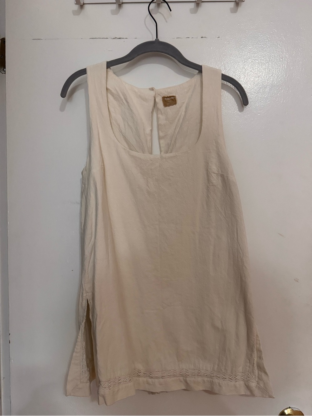 Free People Cream Scoop Neck Sleeveless Tunic